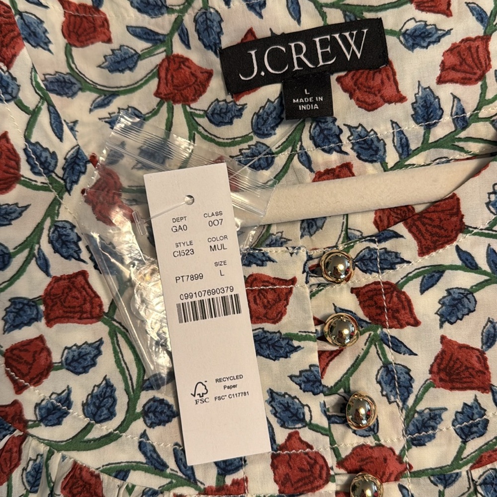 J.Crew Shirred popover top in rosewood floral CI523 - Picture 6 of 10